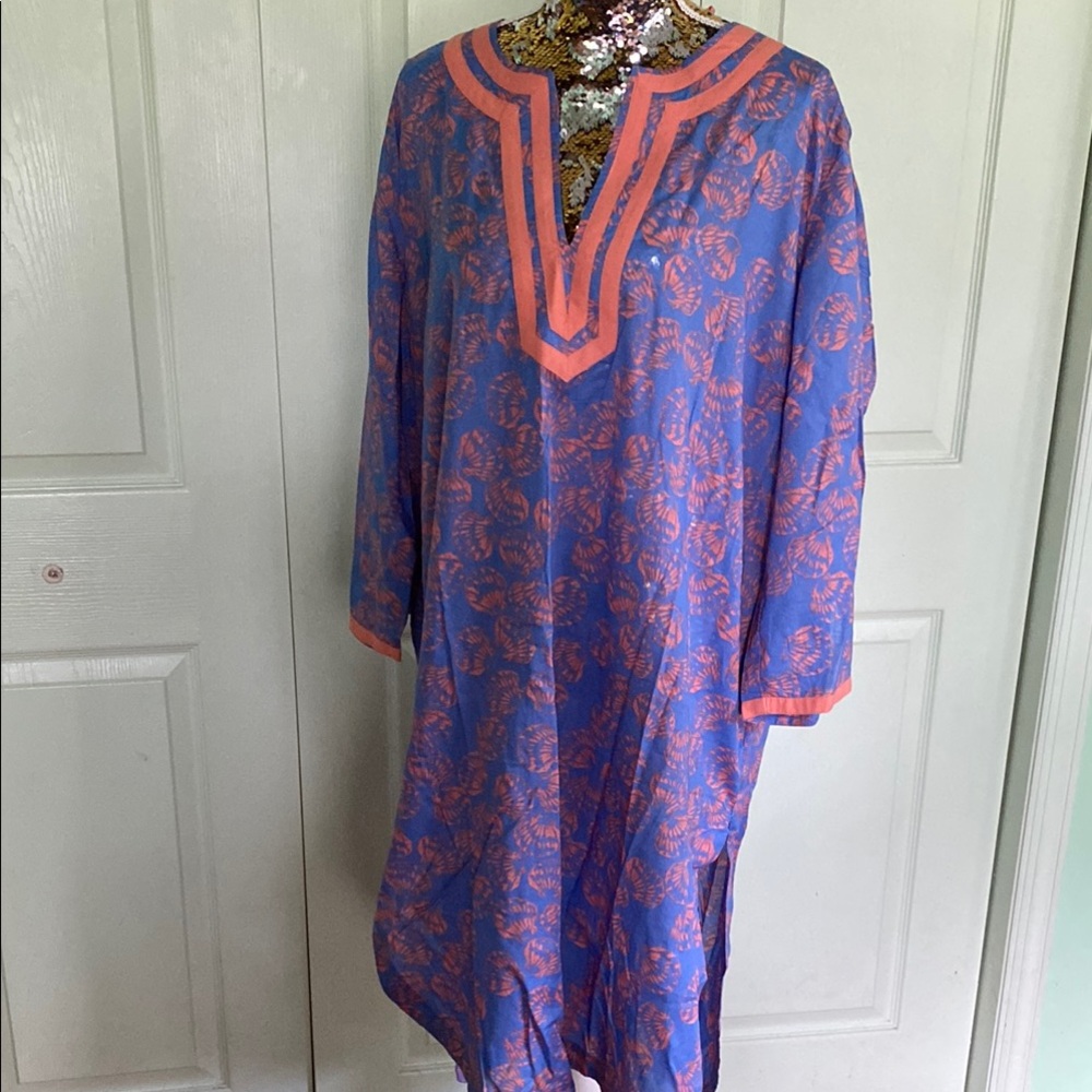 Talbots Blue and Orange Patterned Kaftan